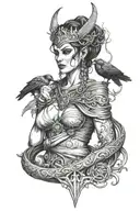 dark goddess morrigan Irish goddes tattoo design idea