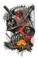 Darth Vader and Harry Potter with Lord of the Rings characters tattoo design idea
