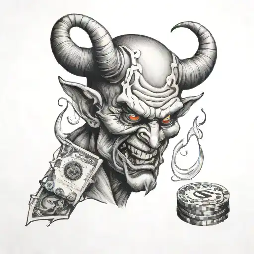 devil with money make it more innocent  tattoo design idea