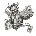 devil with money make it more innocent  tattoo design idea