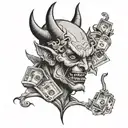 devil with money make it more innocent  tattoo design idea