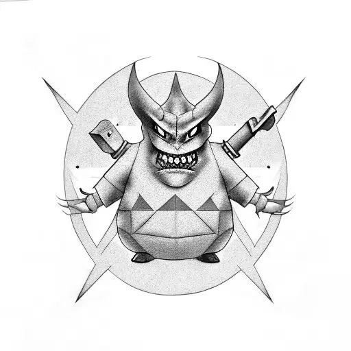 Gengar onimask tattoo design idea