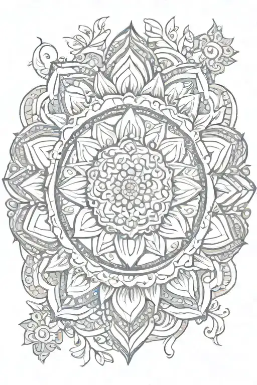 boho sun mandala design incorporating tattoo design idea