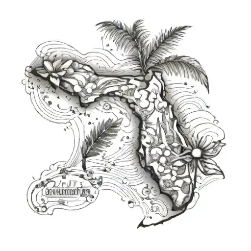 Florida state outline tattoo design idea