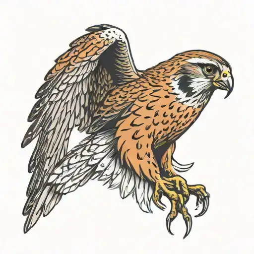 kestrel with talons about to catch a prey tattoo design idea