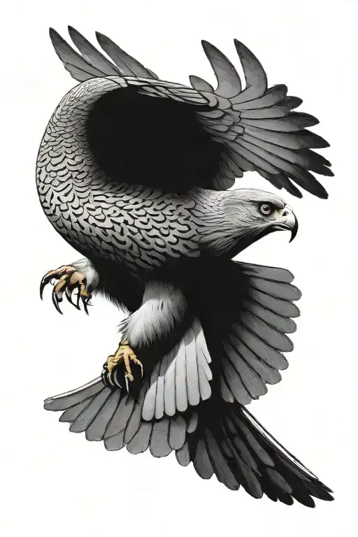 kestrel with talons about to catch a prey tattoo design idea