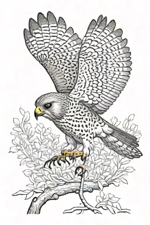 kestrel with talons about to catch a prey tattoo design idea