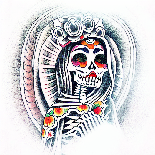  virgin of Guadalupe skeleton  tattoo design idea