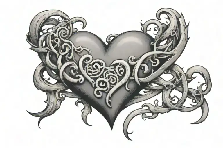 heart with initials intertwined  tattoo design idea