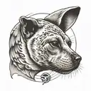 seal behind the ear black and white realism that represents the moon and dog tattoo design idea