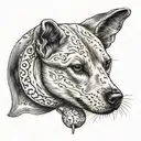 seal behind the ear black and white realism that represents the moon and dog tattoo design idea
