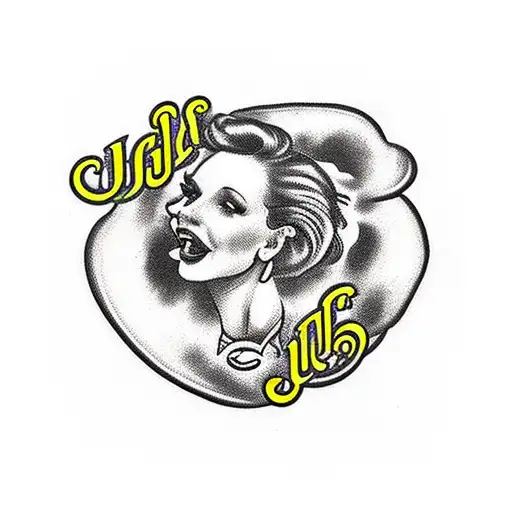 a mostaccioli noodle with a banner that says, "Didja eat yet?" tattoo design idea