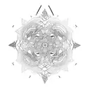 An intricate mandala design featuring various hunting tools and woodland creatures tattoo design idea