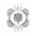 An intricate mandala design featuring various hunting tools and woodland creatures tattoo design idea