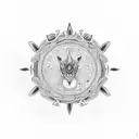 An intricate mandala design featuring various hunting tools and woodland creatures tattoo design idea