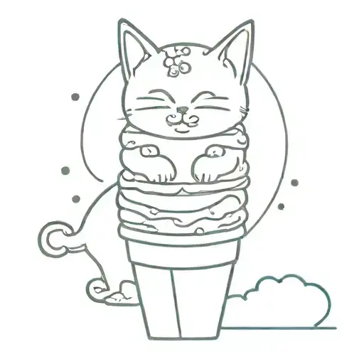 ice cream cone cat tattoo design idea