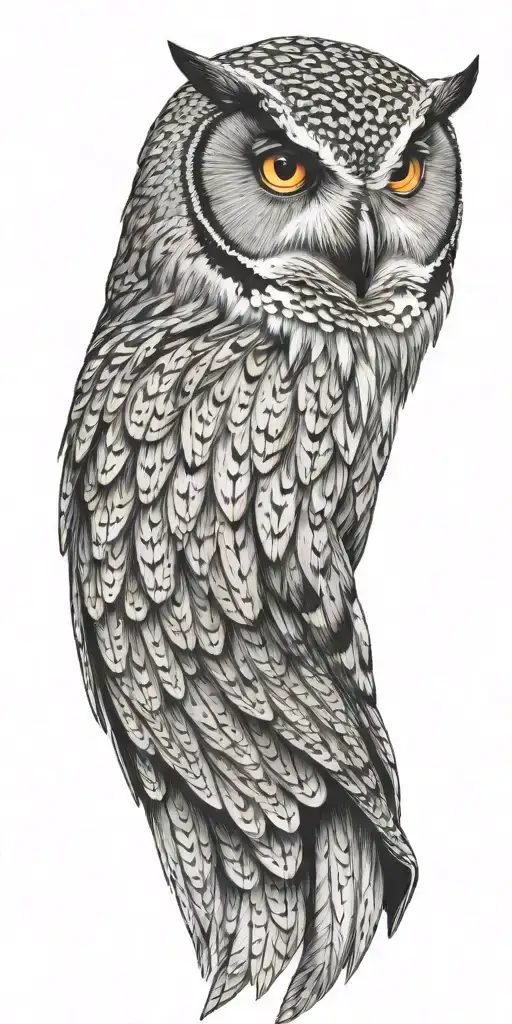 owl head emerging tattoo design idea