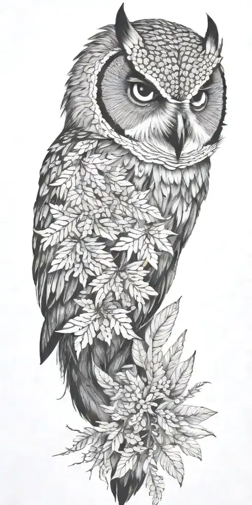 feathers falling, forest tattoo design idea