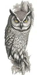 owl head tattoo design idea