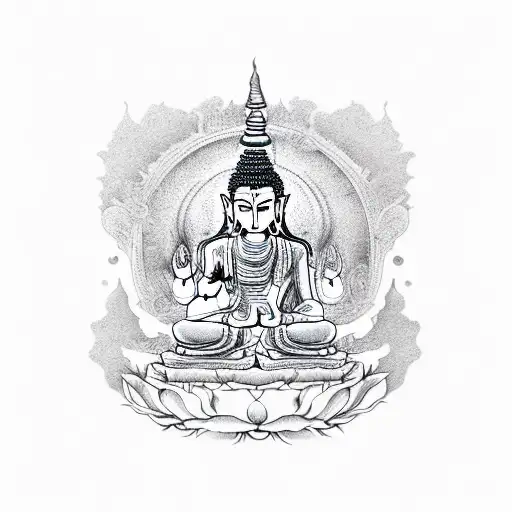 sakyant with buddha, kalbhairav, shiva and hanuman  tattoo design idea