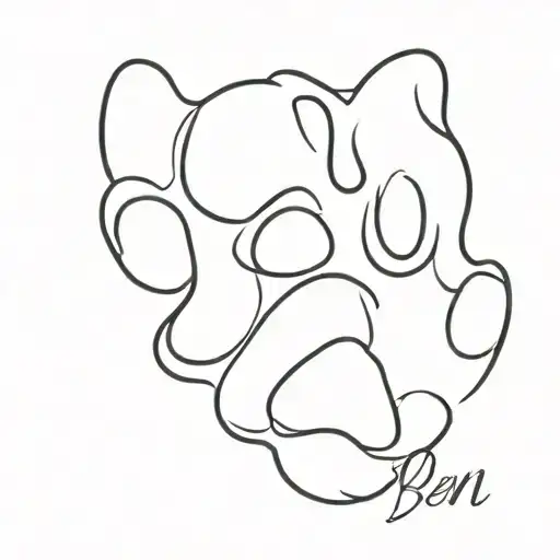 Paw Print with a name Ben tattoo design idea