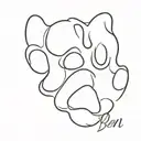 Paw Print with a name Ben tattoo design idea