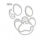 Paw Print with a name Ben tattoo design idea