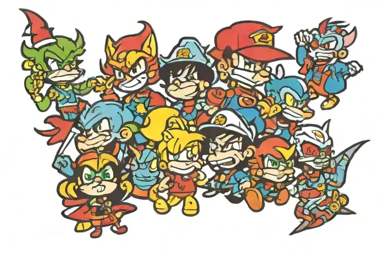 90s cartoon characters tattoo design idea