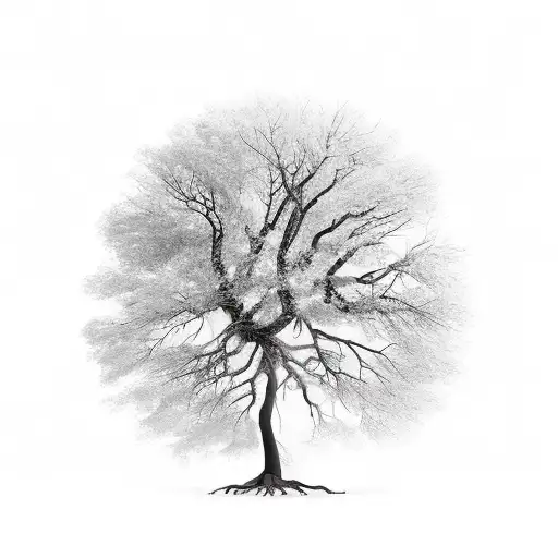 leafless Oaktree on a hill tattoo design idea