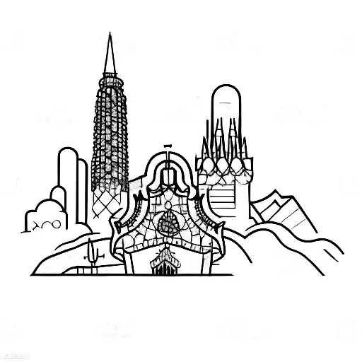 the city of Barcelona skyline  tattoo design idea