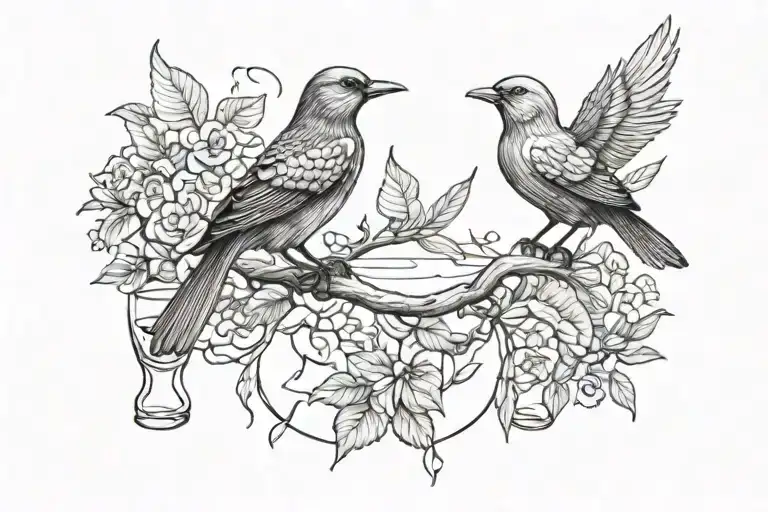 birds, whisky, learning, travel,  tattoo design idea