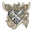 Heart & Key with initials J & T inside heart and Always & Forever written underneath  tattoo design idea