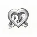 Initials LRL surrounded by a heart with date of 10-6-23 tattoo design idea
