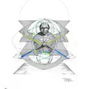 vetruvian man + pale blue dot by Carl Sagan tattoo design idea
