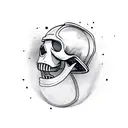 Firefighter skull with helmet in flames tattoo design idea