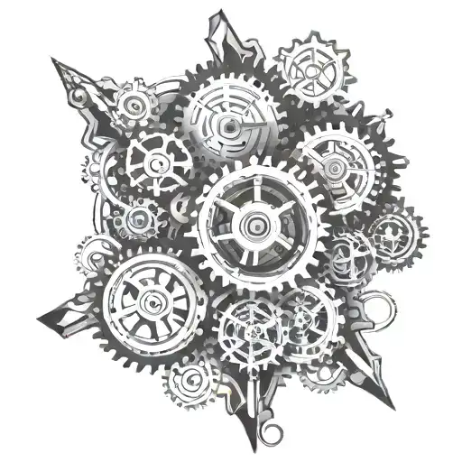 Create a sleeve tattoo featuring intricate mechanical parts intertwined with tools and gears tattoo design idea