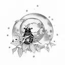 boho cresent moon and ladybird  tattoo design idea