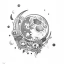 boho cresent moon and ladybird  tattoo design idea