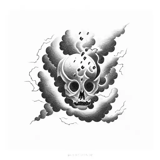 dark active thunderstorm cloud tattoo design idea