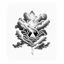 dark active thunderstorm cloud tattoo design idea