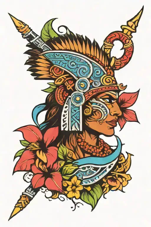 dominican republic taino tribal sleeve tattoo design idea