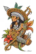 dominican republic taino tribal sleeve tattoo design idea