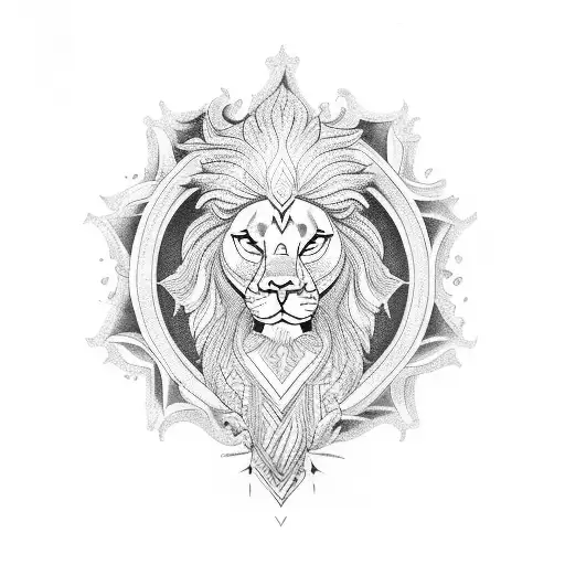 lord vishnu and lion tattoo design idea