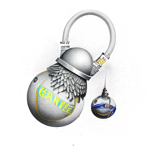 Grenade with wings with the name Kenneth H. White underneath it tattoo design idea