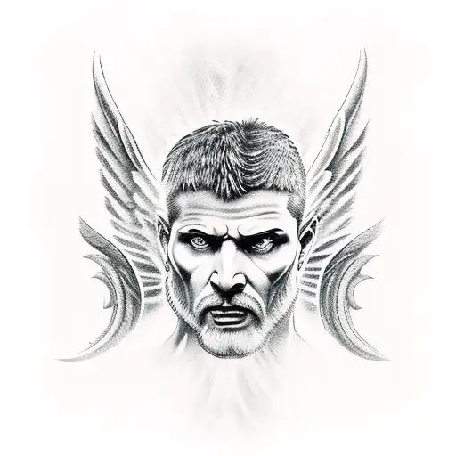 Angel and Demon with roman Empire logo tattoo design idea