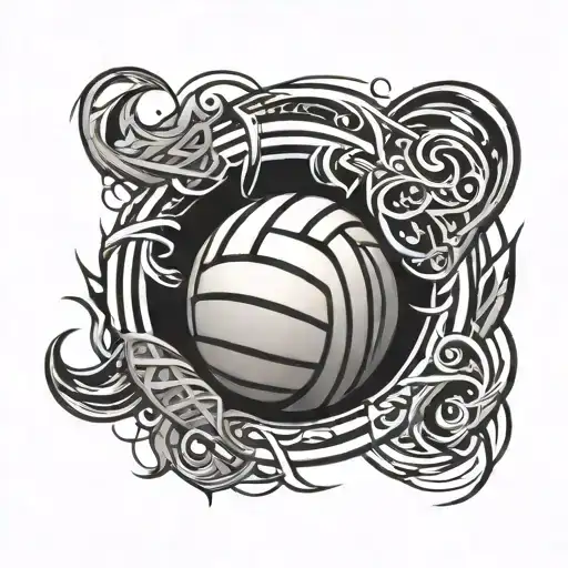  tribal tattoo design featuring a volleyball ball in the middle  tattoo design idea