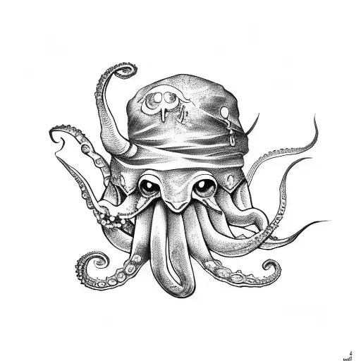 pirats fighting octopus tattoo design idea
