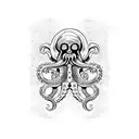pirats fighting octopus tattoo design idea