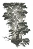 lightning storm in a Forrest full sleeve tattoo design idea