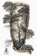 lightning storm in a Forrest full sleeve tattoo design idea